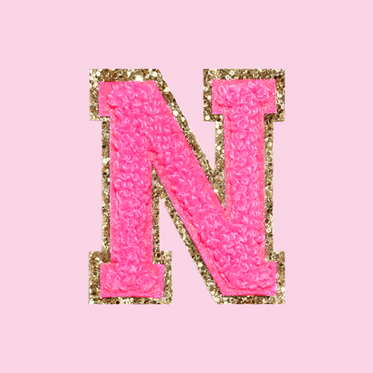 MINI CHENILLE VARSITY LETTER PATCH - NEON PINK