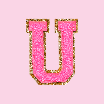 MINI CHENILLE VARSITY LETTER PATCH - NEON PINK