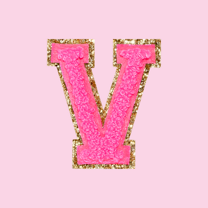 MINI CHENILLE VARSITY LETTER PATCH - NEON PINK