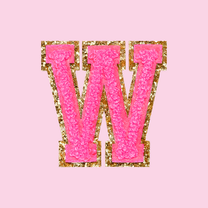 MINI CHENILLE VARSITY LETTER PATCH - NEON PINK