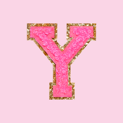 MINI CHENILLE VARSITY LETTER PATCH - NEON PINK