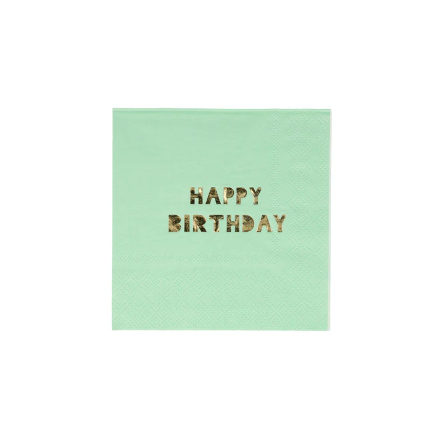 colourful napkins with gold happy birthday print