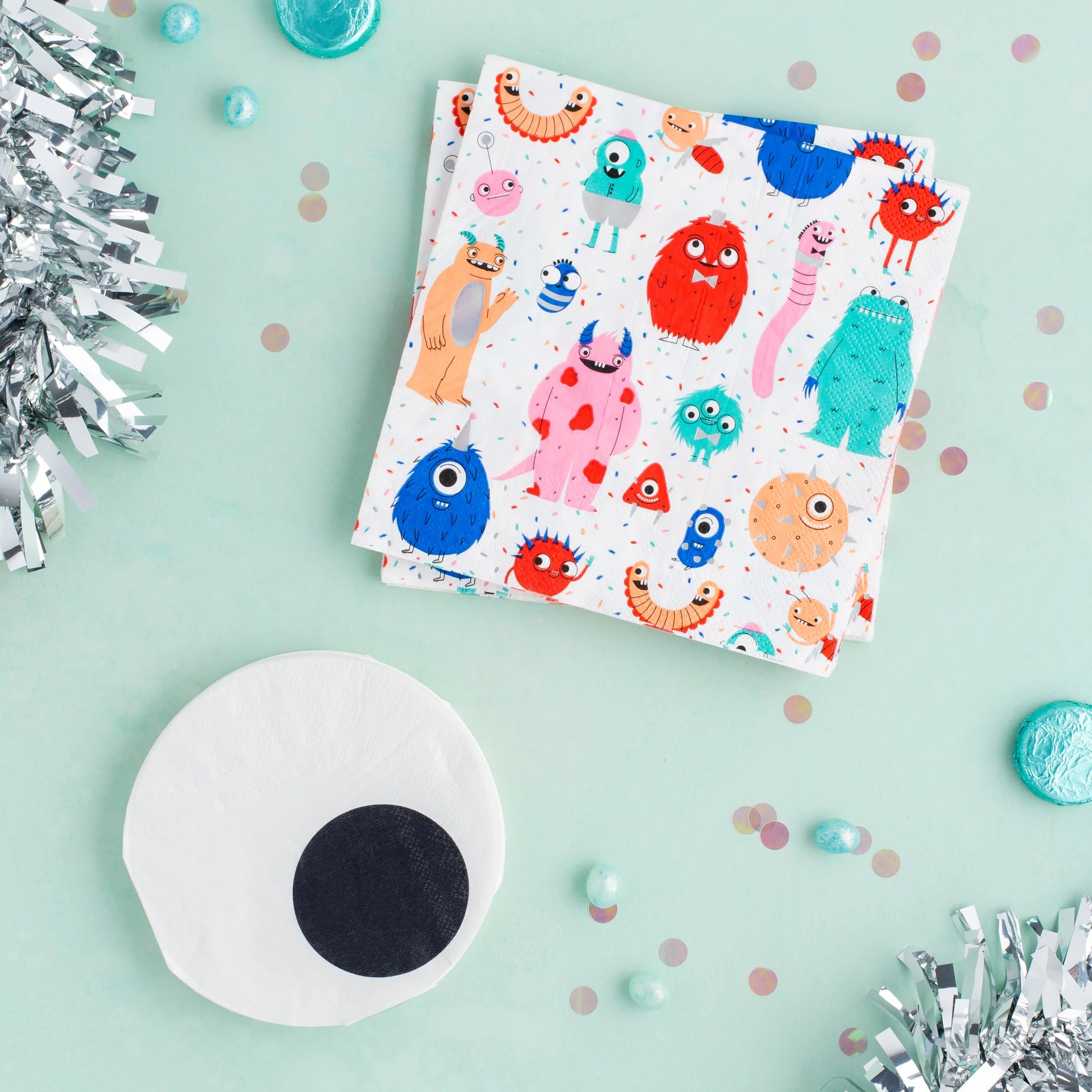 eyeball shaped napkins with monster napkin