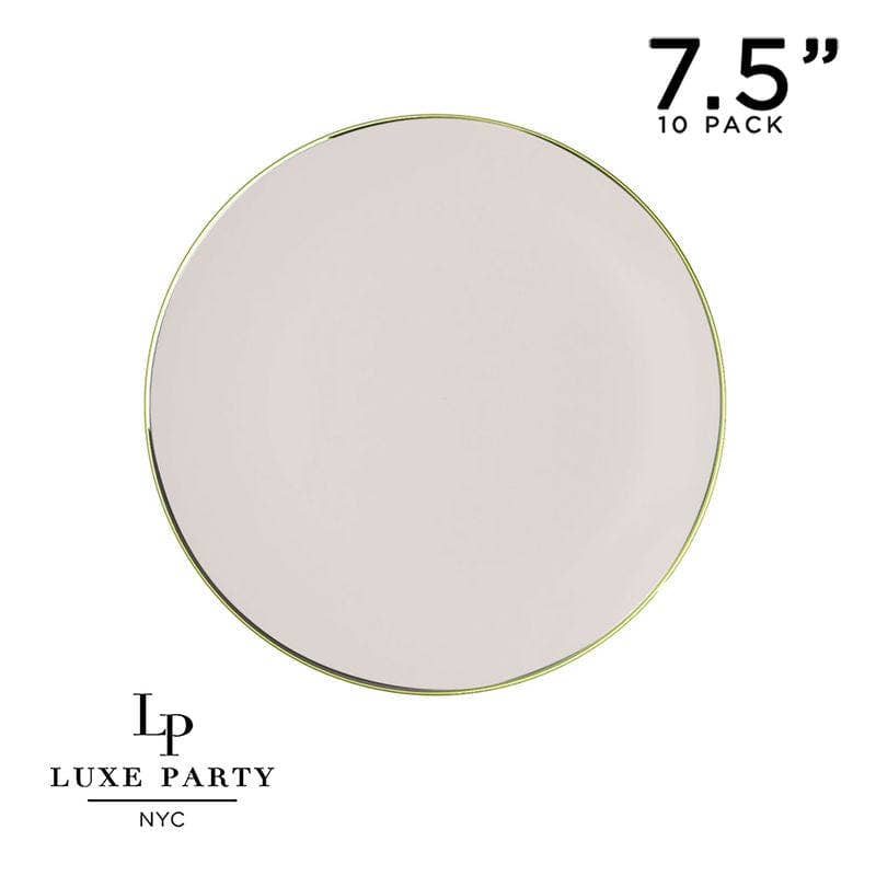 round dessert plate - off white in colour with gold edge