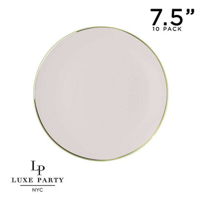 round dessert plate - off white in colour with gold edge