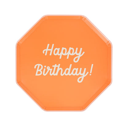 orange happy birthday side plate meri meri 