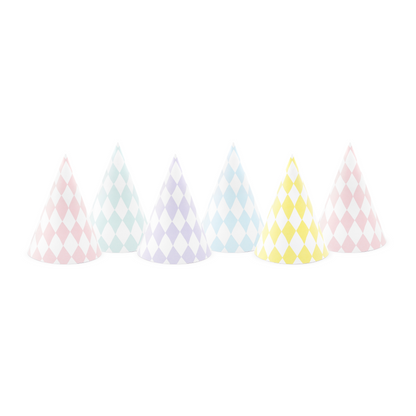 PASTEL CHECKERED PARTY HATS