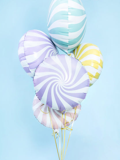 pastel candy foil balloons in a bundle