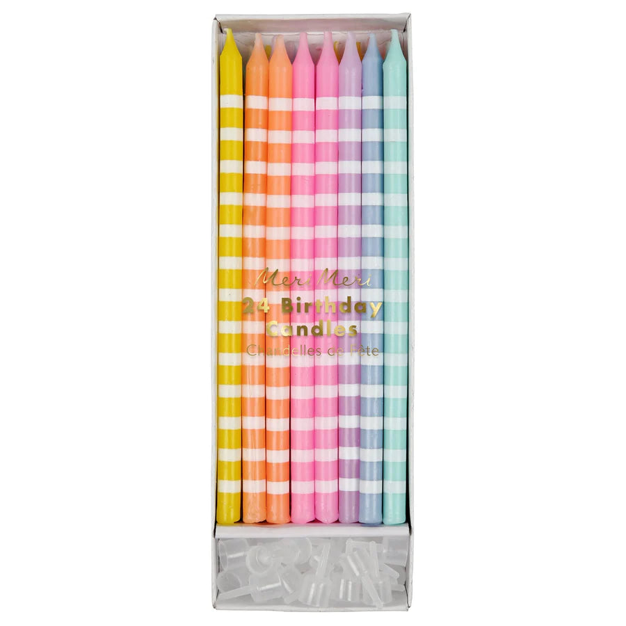 pastel stripe candles by meri meri pack of 24