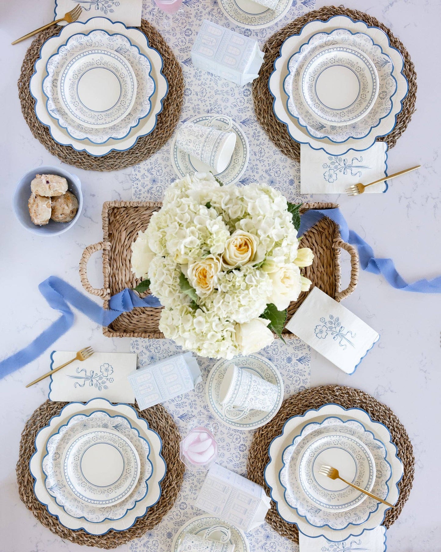 pembroke blue floral tablescape by my minds eye 