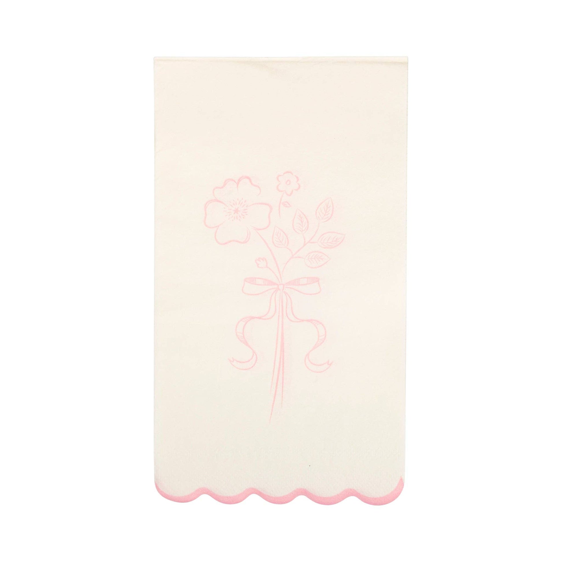 pembroke pink design on a scalloped, off white dinner napkin - pack of 24