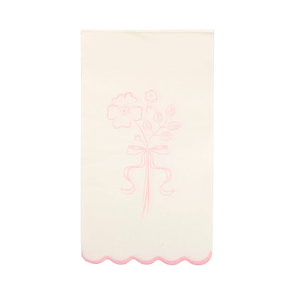 pembroke pink design on a scalloped, off white dinner napkin - pack of 24