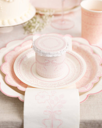 pembroke pink paper party supplies ( charger, dinner & dessert plate) by my mind's eye 