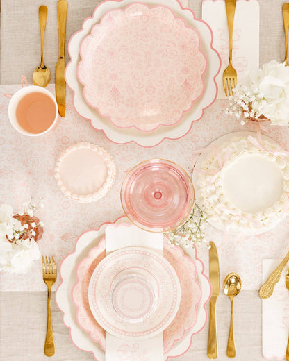 pink floral table runner