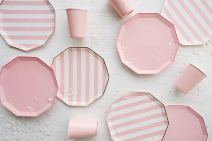 petal pink signature cabana stripe dinner plates by Bonjour Fête