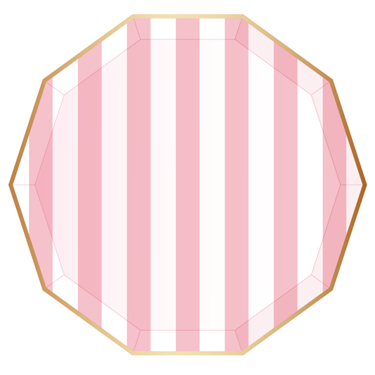 petal pink signature cabana stripe dinner plates by Bonjour Fête