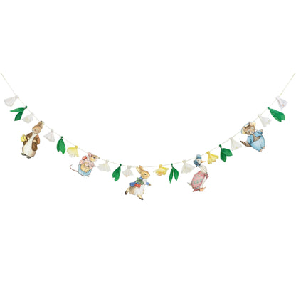 peter rabbit themed banner hanging on a white background