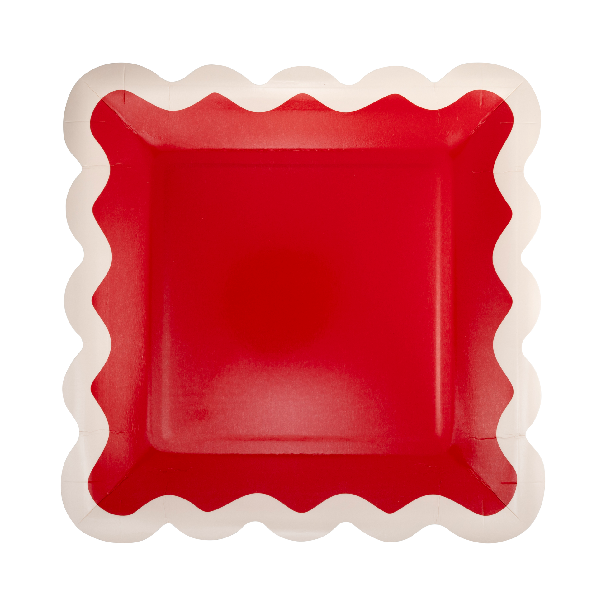 pink and red scalloped edge dinner plates 