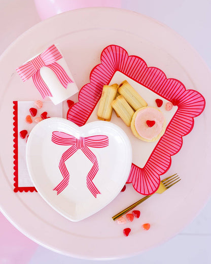 pink bow cup, plate and napkins by my minds eye 