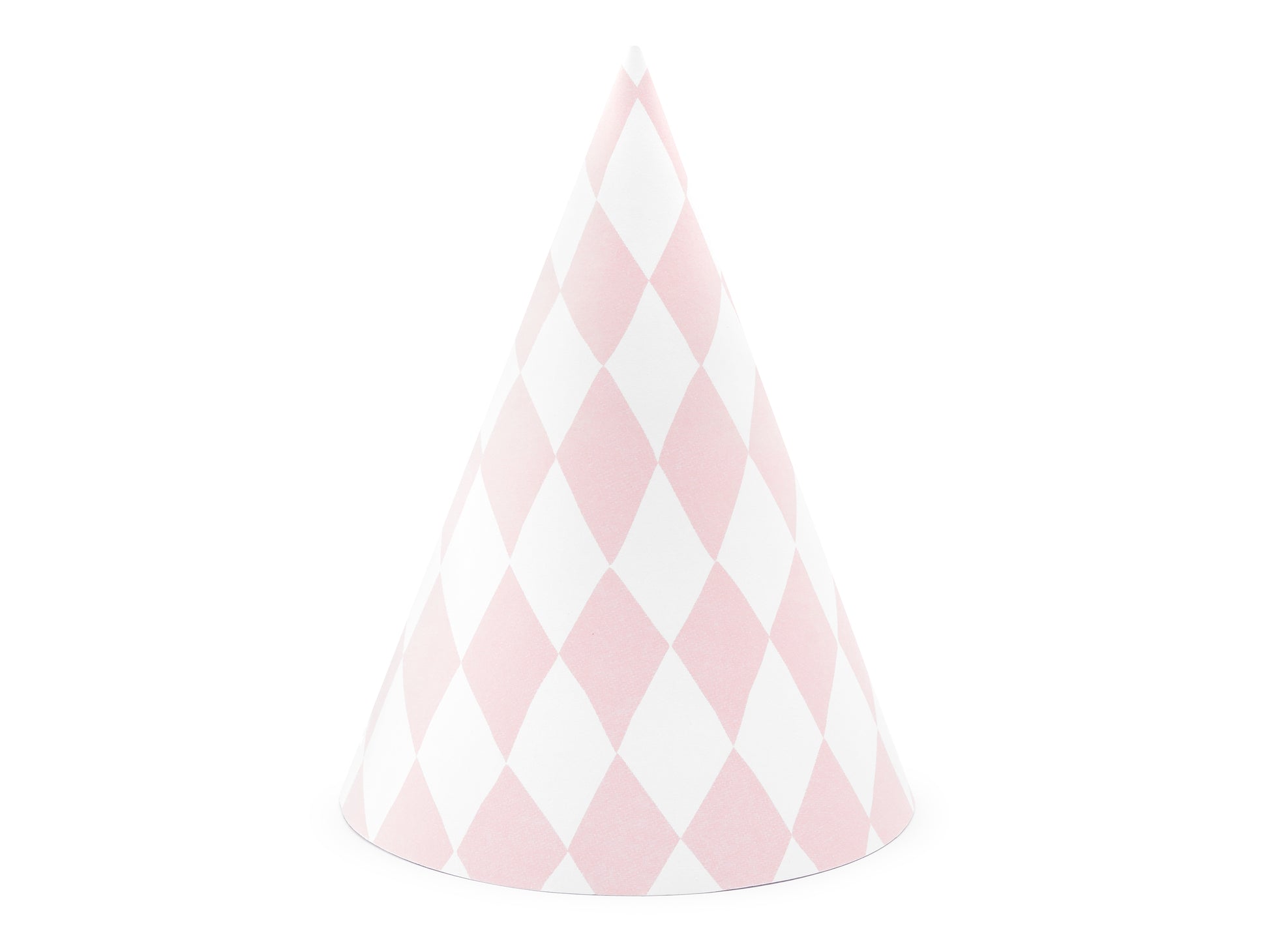 pastel pink checkered party hats - diamond checkered