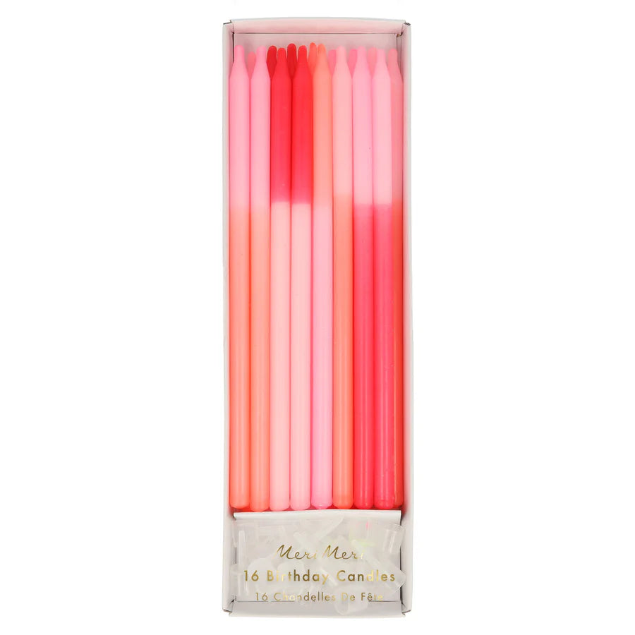 pink colours block candles by meri meri - pack of 16