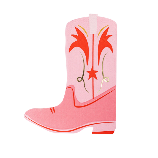 yee-haw pink cowgirl boot shaped napkins