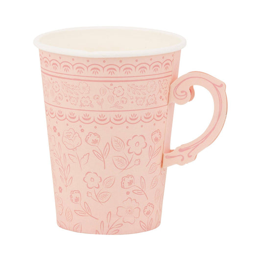 pembroke pink paper cups with adhesive handle 