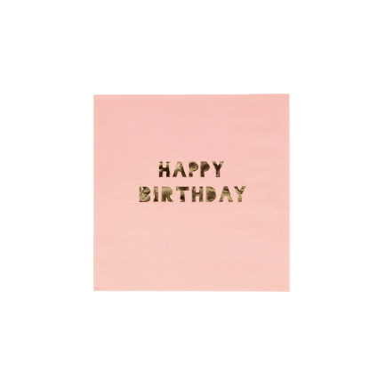 colourful napkins with gold happy birthday print