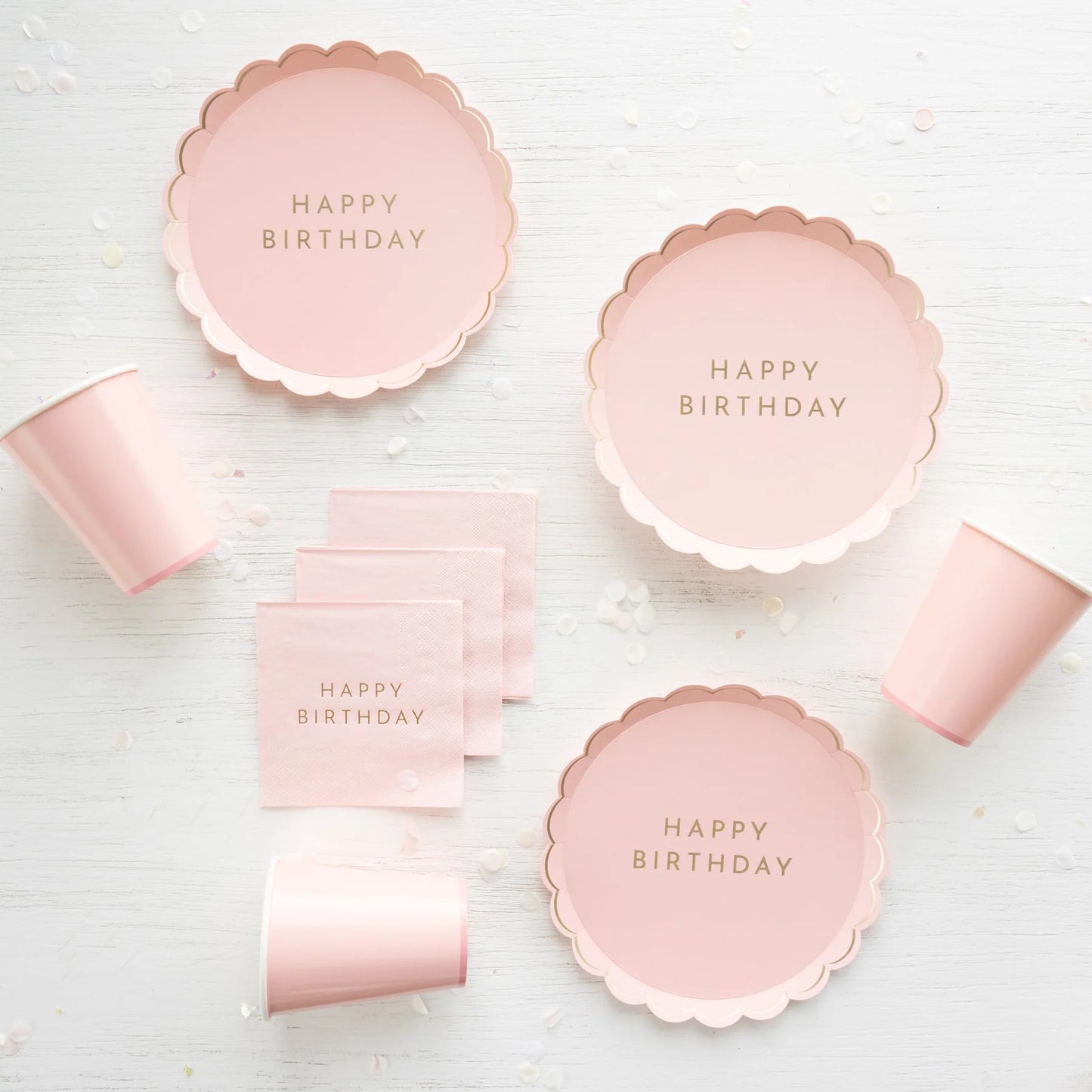 petal pink signature happy birthday small plates by Bonjour Fête