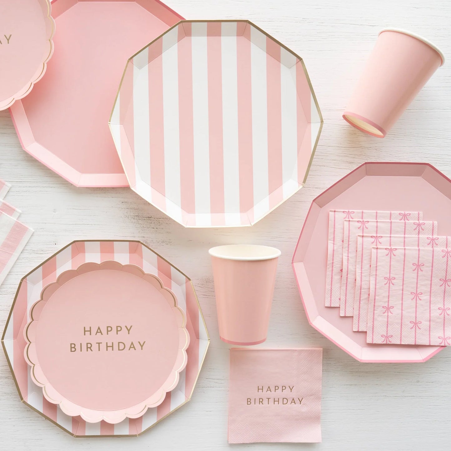 petal pink signature cabana stripe dinner plates by Bonjour Fête