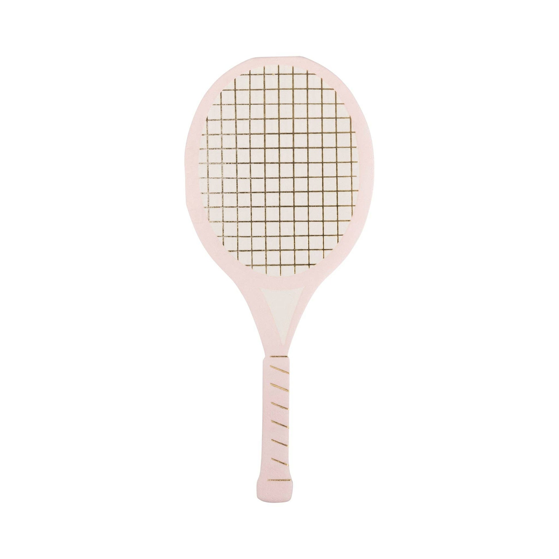 pink tennis racket napkin with gold foil detail