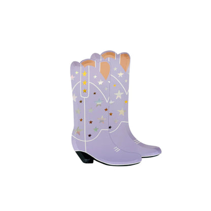 pony takes large boot plates in a soft lilac with silver and gold stars 