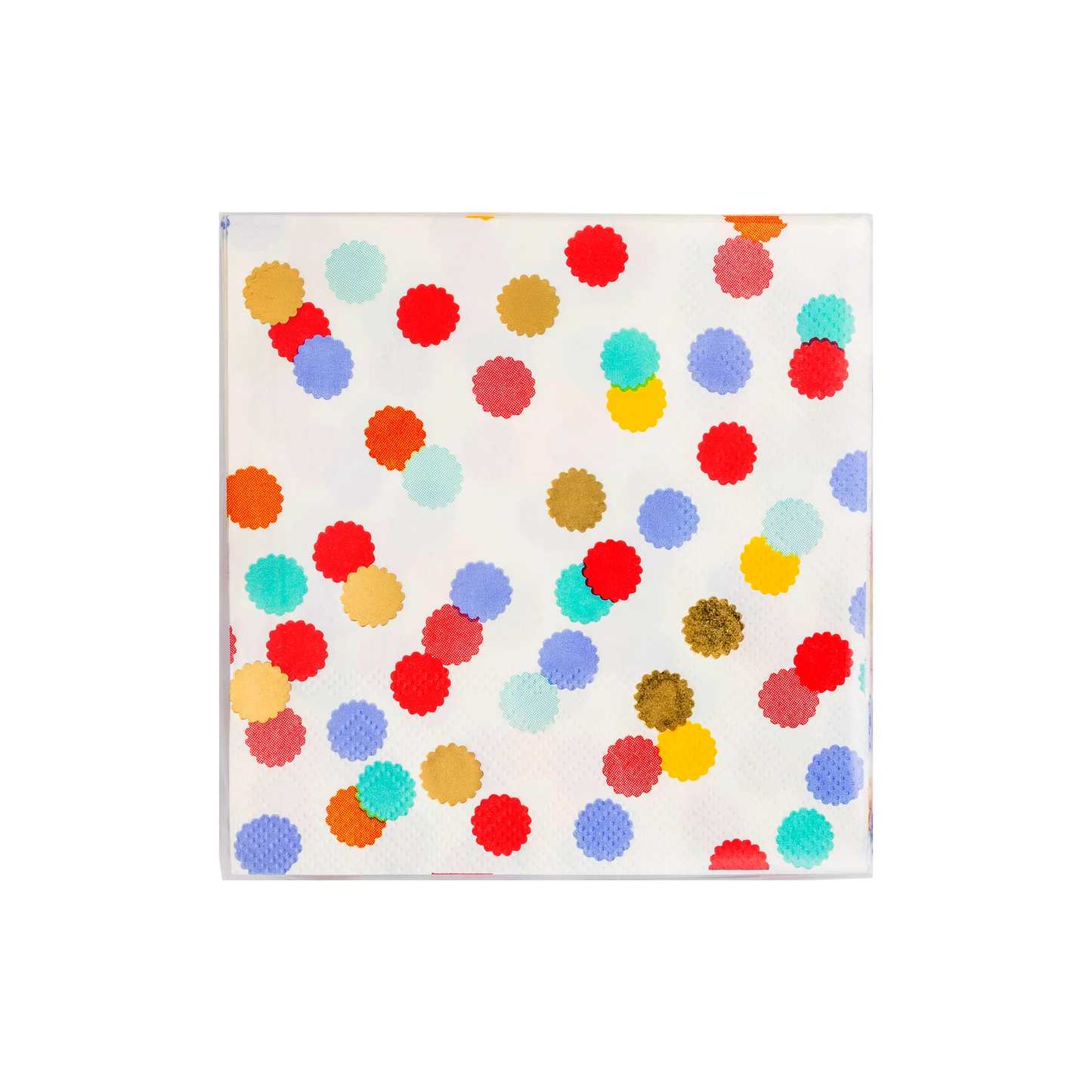 white square napkin with multicoloured confetti design