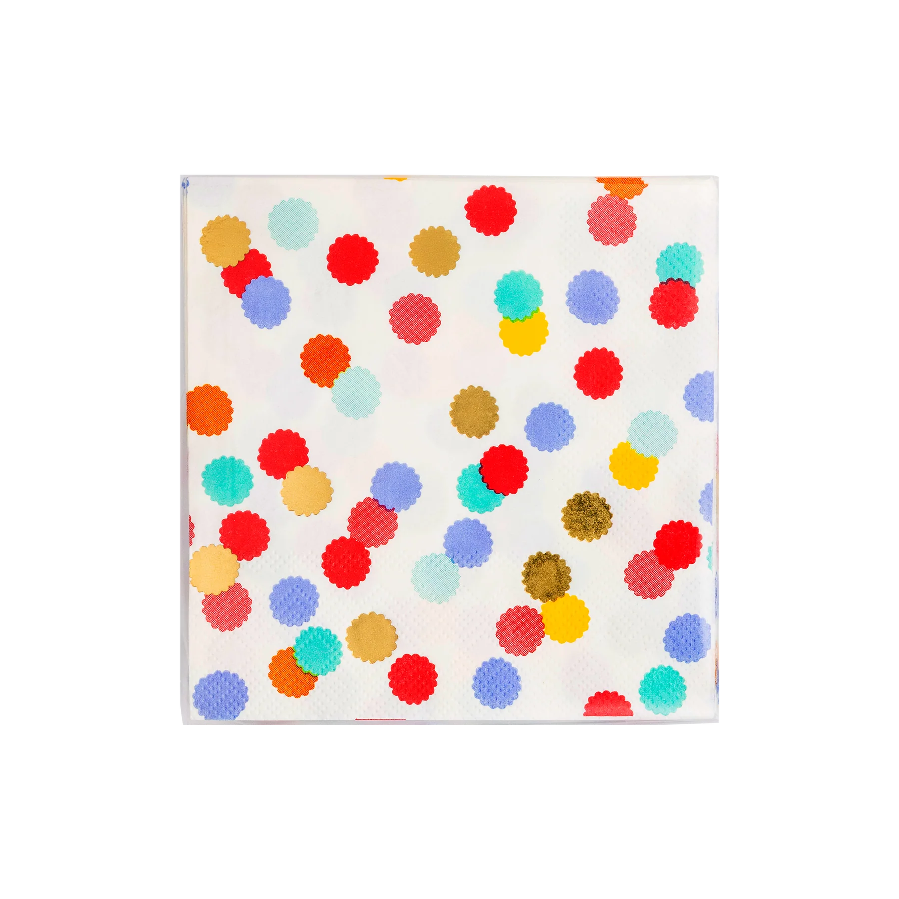 white square napkin with multicoloured confetti design