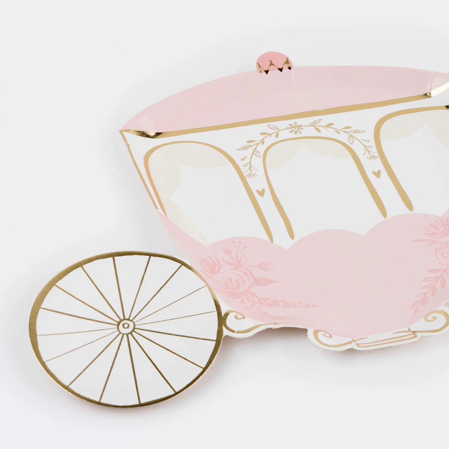 princess carriage plates by meri meri in pink, white and gold details