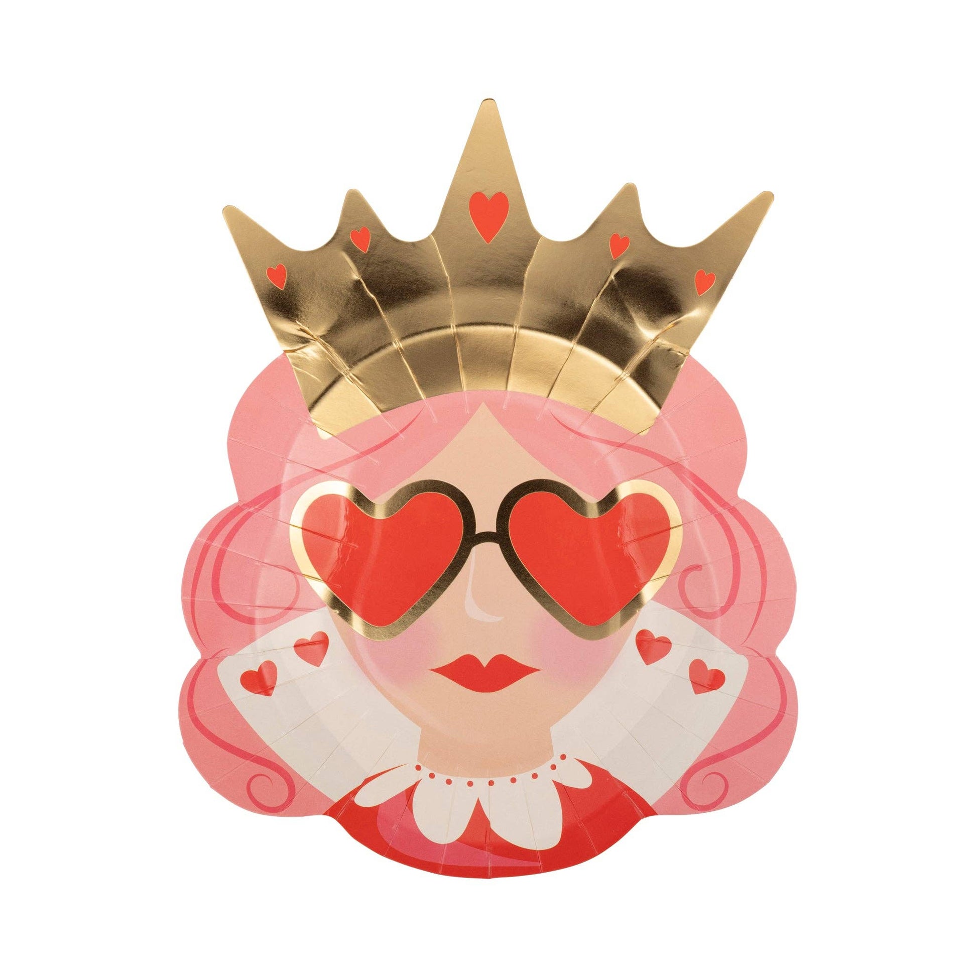 queen of hearts plates - pack of 8 by my minds eye in pink, red and gold details 