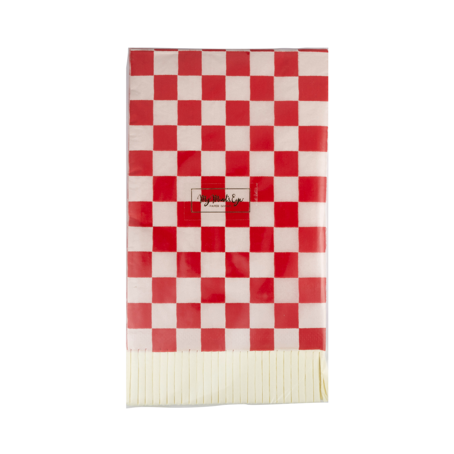 RED AND PINK CHECKED FRINGED DINNER NAPKINS