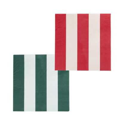 red, pink, green and mint stripe cocktail napkins - pack of 24 