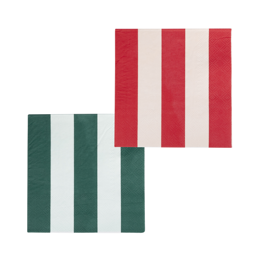 red, pink, green and mint stripe cocktail napkins - pack of 24 