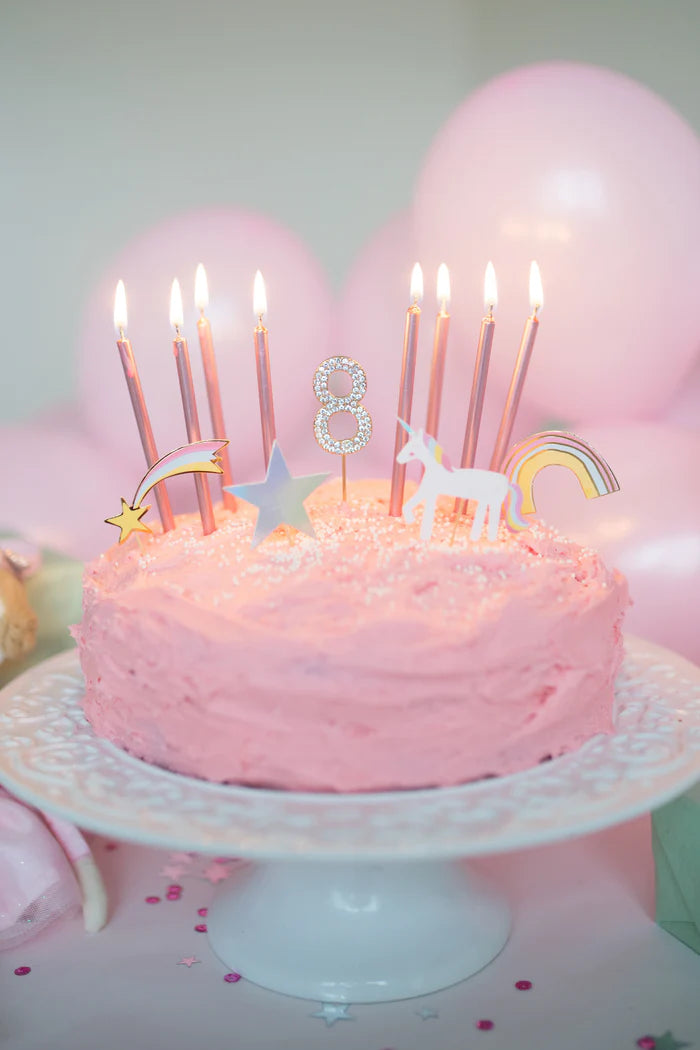 METALLIC PINK BIRTHDAY CANDLES