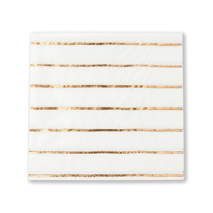 rose gold foil striped white napkins 