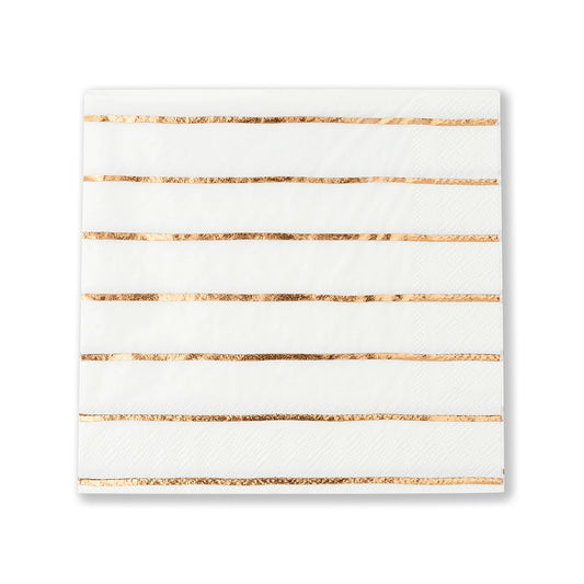 rose gold foil striped white napkins 