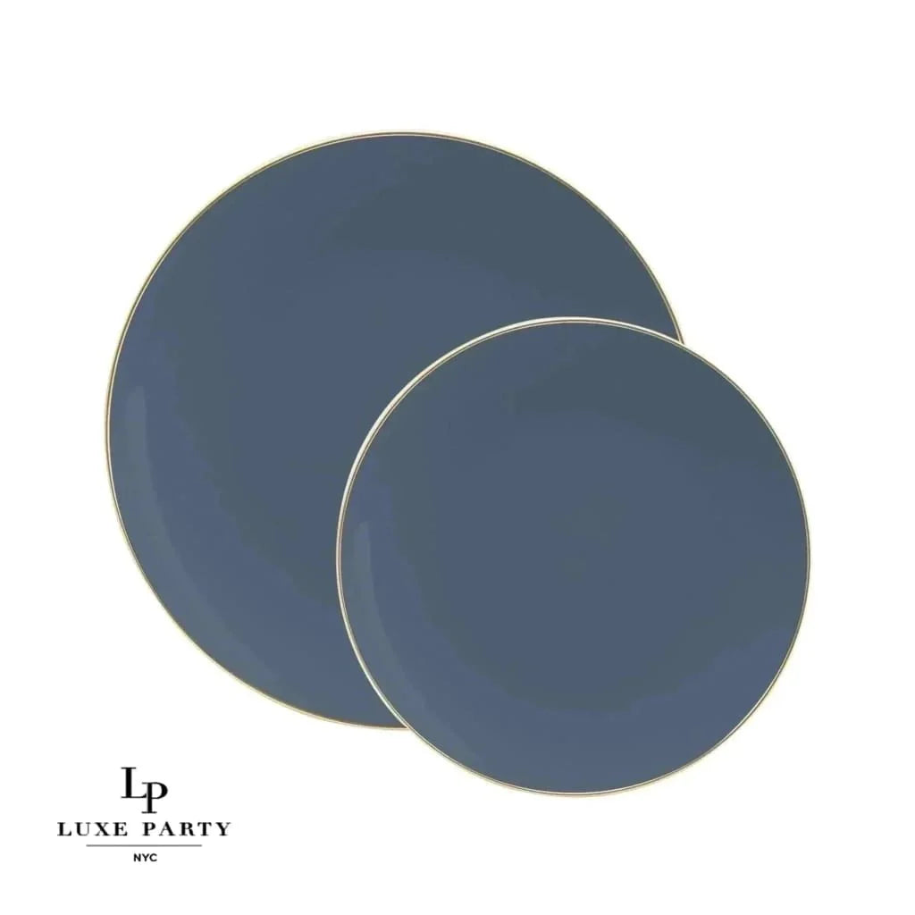 SLATE GREY & GOLD ROUND REUSABLE DESSERT PLATES