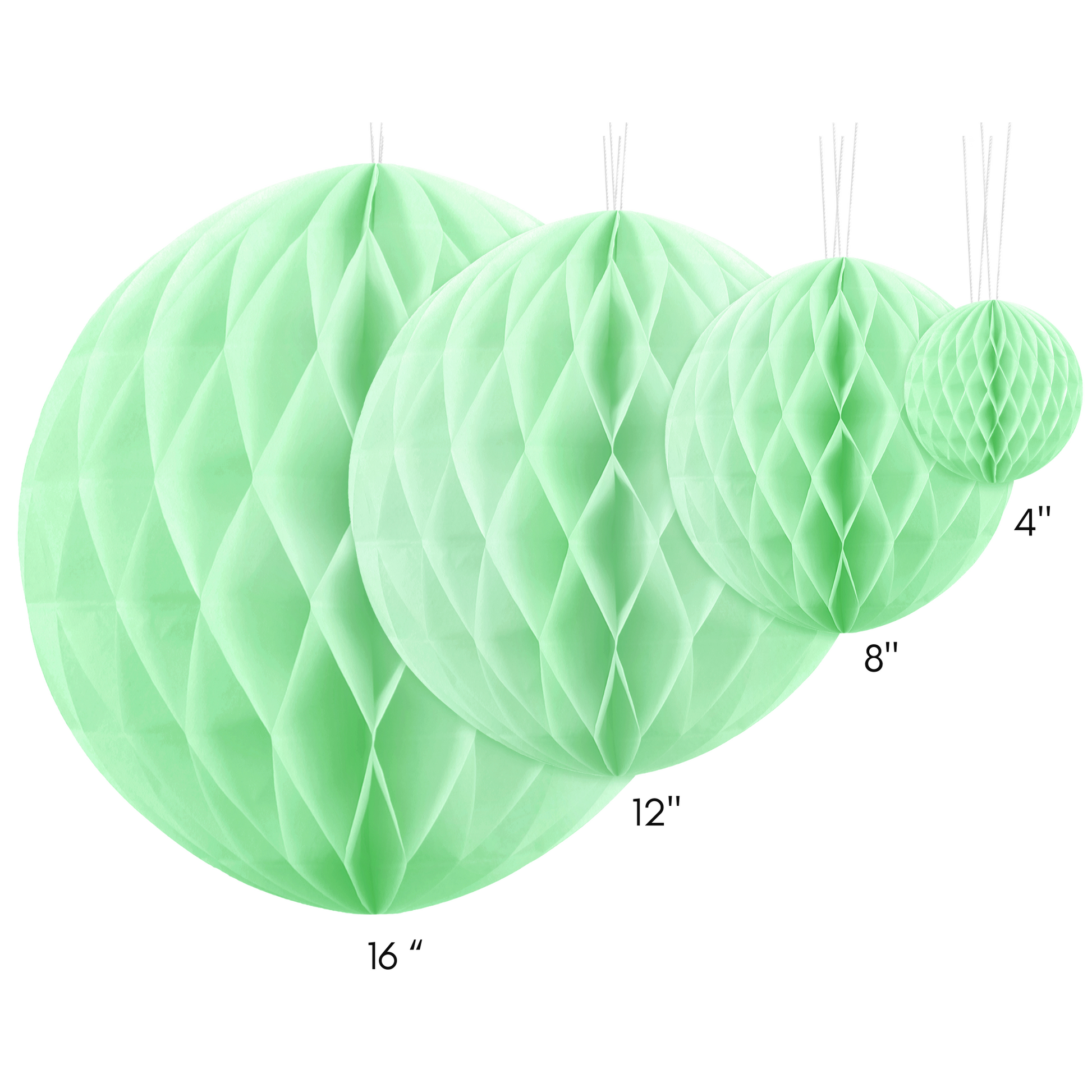 round pistachio honeycomb decorations in 4 sizes 