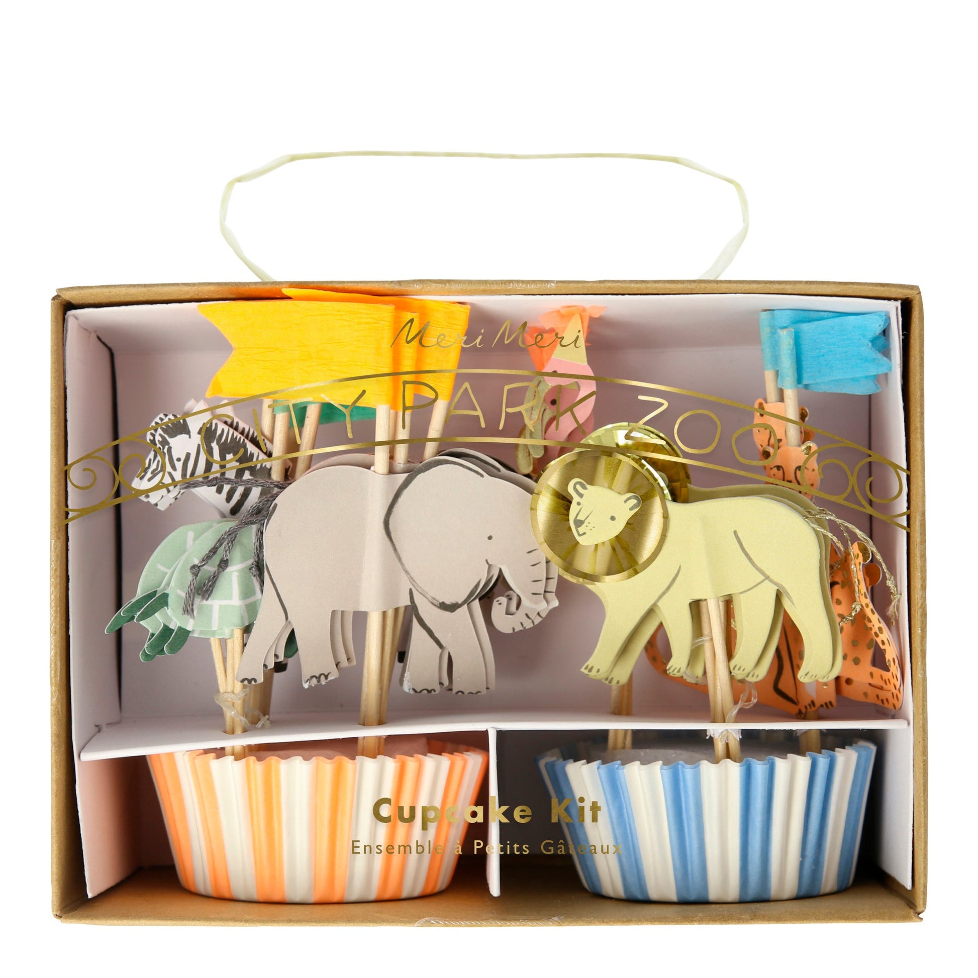 safari animal cupcake kit by meri meri - 24 topped included in 6 designs 