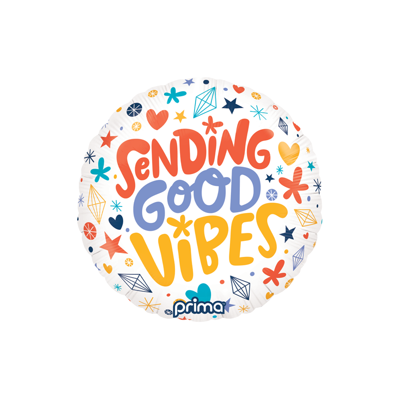 bright coloured sending good vibe balloons with fun modern designs