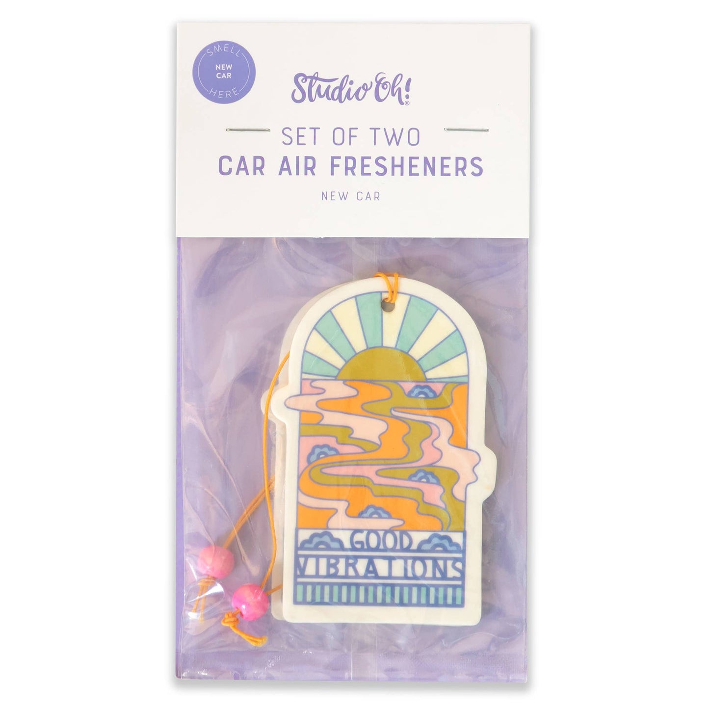 pack of two "good vibrations" car air fresheners 