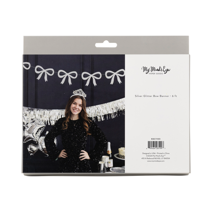 silver bow hanging banner packaging 