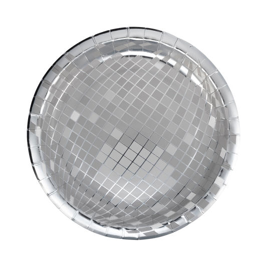 silver disco plates - pack of 8 