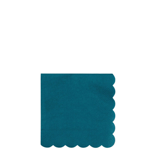 dark green teal napkins with a scalloped edge - pack of 20 by Meri Meri 